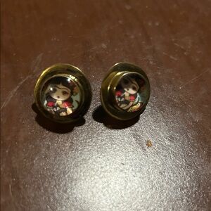 Gold Tone Cartoon Character Stud Pierced Small Earrings!